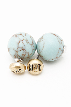 Blessed Half Dome Antique Ball Bead Stud Earring 5FCF2